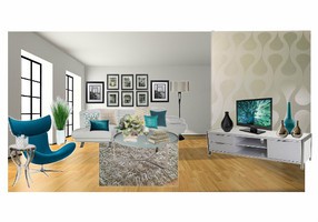 Návrh designu neutrální barvy se zapojením modré